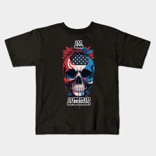 All American 4th of July Skull with the American Flag Kids T-Shirt